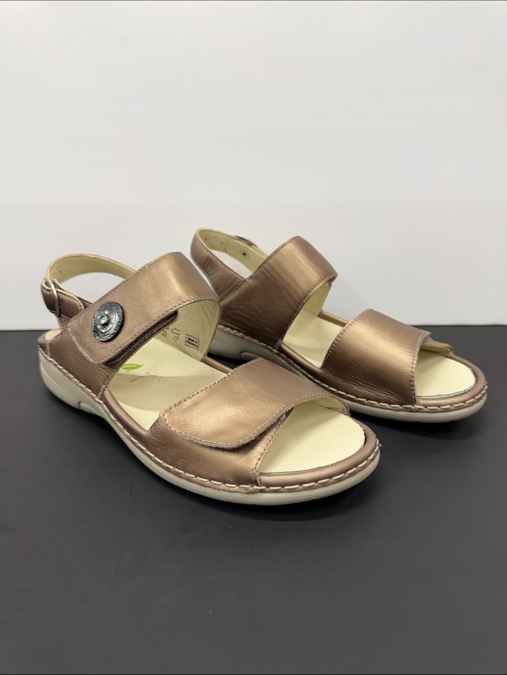 Comfort Adjustable Slingback Sandals in Metallic Bronze